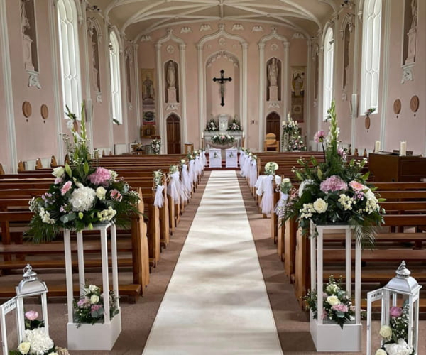 Church and ceremony flowers for an Offaly wedding by K Flowers