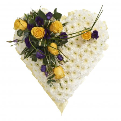 Heart Tribute - This classic heart featuring a massed base and floral spray is the perfect loving tribute and is made using a biodegradable base.
