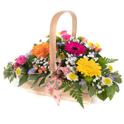 Country Garden Basket - A charming basket arrangement in beautiful bright tones, perfect for adding joy to any special occasion.